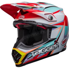 White/Aqua Mult-Colored Moto-9S Flex Tagger Edge Helmet