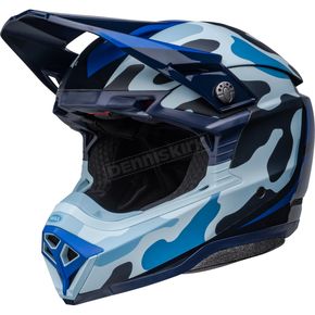 Matte/Gloss Dark Blue/Light Blue Moto-10 Spherical Ferrandis Mechant Helmet