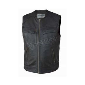 Men's Black Cowhide Leather Shotgun Conceal And Carry Vest