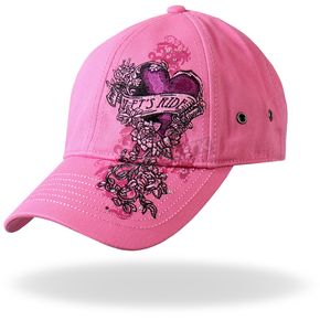 Ladies Pink Let's Ride Heart Adjustable Hat