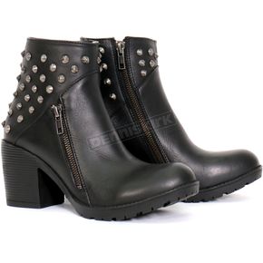 Ladies Black 5 in. Studded Ankle Boots w/Side Zippers