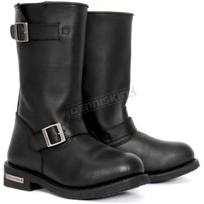 Black 11 in. Tall Round Toe Engineer Boots