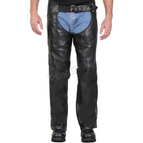 Black Unisex Heavyweight Premium Leather Dual Pocket Chaps