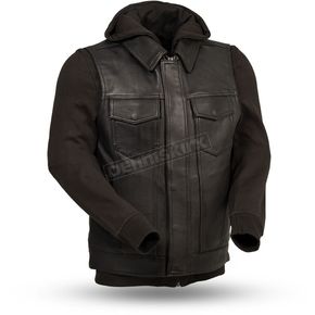 Black Kent Leather Vest w/Sweatshirt