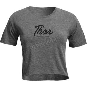 Womens Charcoal Script Crop T-Shirt