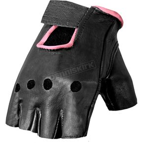 Women's Black/Pink Fingerless Gloves