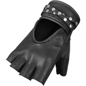 Women's Fingerless Leather Gloves w/Studs