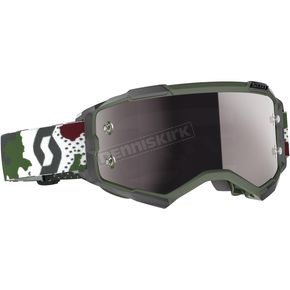 Military Camo Green/White Fury Goggles w/Silver Chrome Works Lens