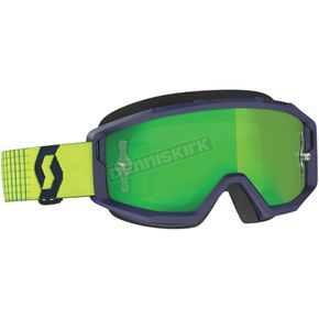 Blue/Yellow Primal Goggles w/Green Chrome Works Lens