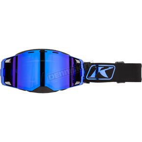 Black/Blue Chrome Edge Focus Snow Goggles w/Dark Smoke Blue Mirror Lens