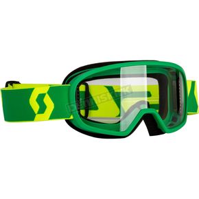 Youth Green/Yellow Buzz MX Goggles w/Clear Lens