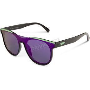 Black/Mint Esses Sunglasses w/Polarized Purple Mirror Smoke Tint Lens