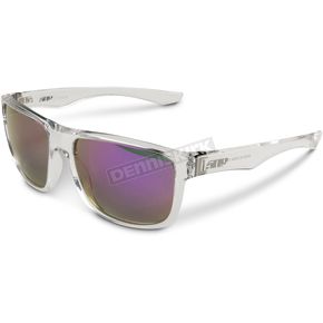 Clear Gloss Riverside Sunglasses w/Polarized Purple Mirror Smoke Tint Lens