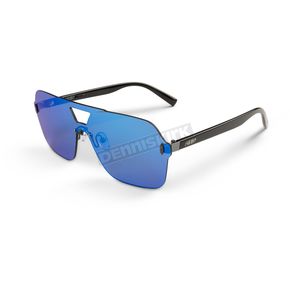 Black/Blue Ice Horizon Sunglasses w/Polarized Blue Ice Mirror Smoke Tint Lens