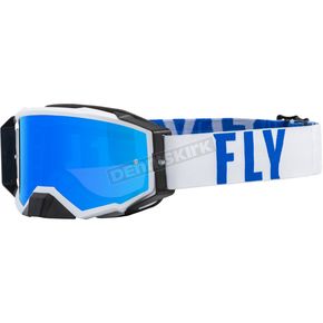 White/Blue Zone Pro Goggles w/Sky Blue Mirror/Smoke Lens