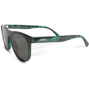 Sci-Fi Green Tortoise Shell Esses Sunglasses w/Polarized Smoke Tint Lens