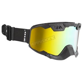 Black 210 Degree Trail Goggles w/Gold Mirror Ventilated Dual Lens