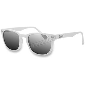 Matte White NVS Sunglasses w/Smoke Reflective Lens