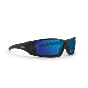 Black 3 Sunglasses w/Blue Mirror Lens