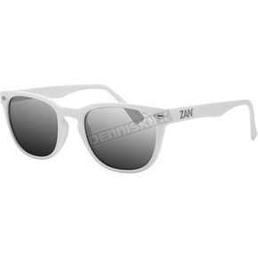 Matte White Nevada Sunglasses w/Smoke Reflective Lens