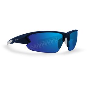 Navy/White Epoch 4 Sunglasses w/Blue Mirror Lens