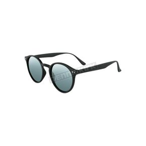 Matte Black Frame Jetty Sunglasses w/Green/Silver Flash Lens