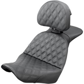Black Explorer Lattice Stitch Touring Seat w/Driver Backrest
