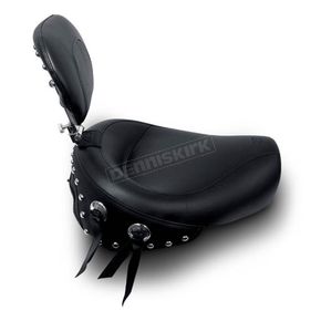 Black Studded Wide Touring Solo Seat w/Drivers Backrest