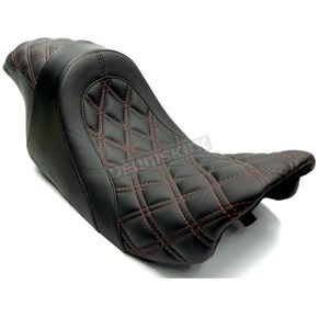 Black The Fastback 2-Up Touring Seat w/Red Double Diamond Stitch