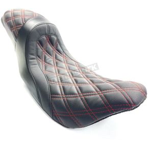 Black The Fastback 2-Up Touring Seat w/Red Double Diamond Stitch
