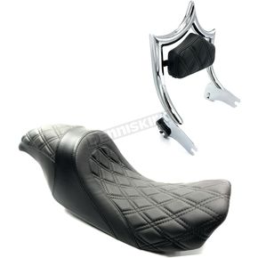 Show Chrome/Black The Next Level 2-Up Seat and OG Backrest Kit w/Black Double Diamond Stitch