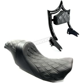 Gloss Black/Black The Next Level 2-Up Seat and OG Backrest Kit w/Black Double Diamond Stitch