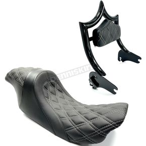 Gloss Black/Black The Next Level 2-Up Seat and OG Backrest Kit w/White Double Diamond Stitch