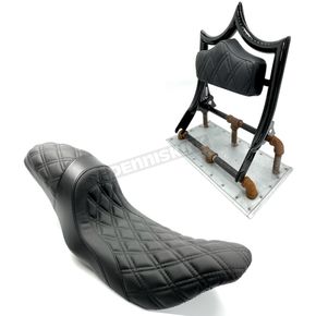 Gloss Black/Black The Next Level 2-Up Seat and Classic Backrest Kit w/Black Double Diamond Stitch