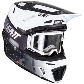 Black/White Moto 8.5 V24 Helmet w/5.5 Goggles