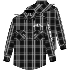 Black Plaid Jack Daniels Embroidery Long Sleeve Shirt
