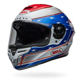 Gloss White/Blue Race Star DLX Flex Beaubier 24 Helmet