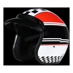 Red/Black/White Classic 3/4 Cruiser Helmet