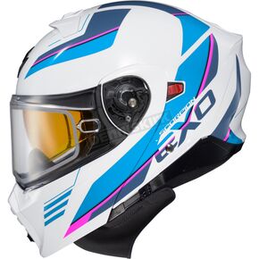 White/Blue EXO-GT930 Cold Weather Helmet w/Dual Pane Shield