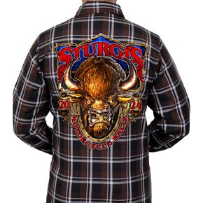 Brown/Black/White 2024 Sturgis Motorcyle Rally Flannel