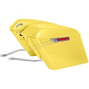 Industrial Yellow Softail Stretched Saddlebag Conversion Kit w/Chrome Hardware