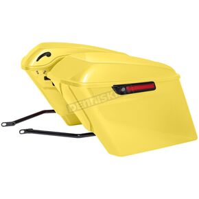 Industrial Yellow Softail Stretched Saddlebag Conversion Kit w/Black Hardware