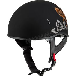 Matte Black/Silver/Orange HH-65 Naked Corvus Half Helmet
