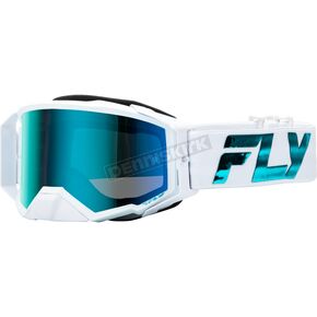 White/Teal Zone Elite Goggles W/Blue/Teal Mirror/Sky Blue Lens