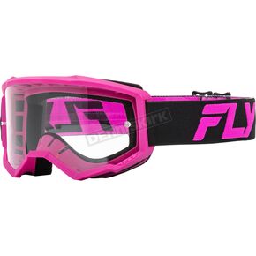 Black/Pink Focus Goggles W/Clear Lens