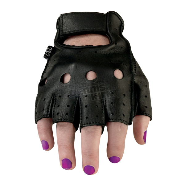 Womens Black 243 Half Leather Gloves