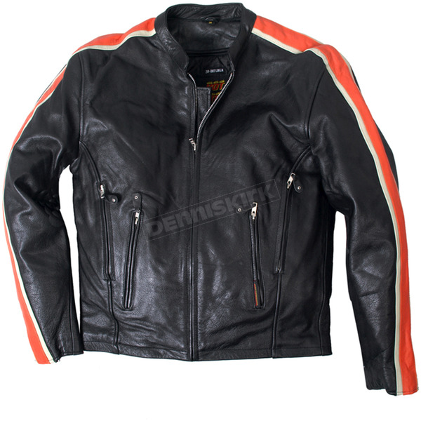 Black/Orange/Cream Scooter Leather Jacket