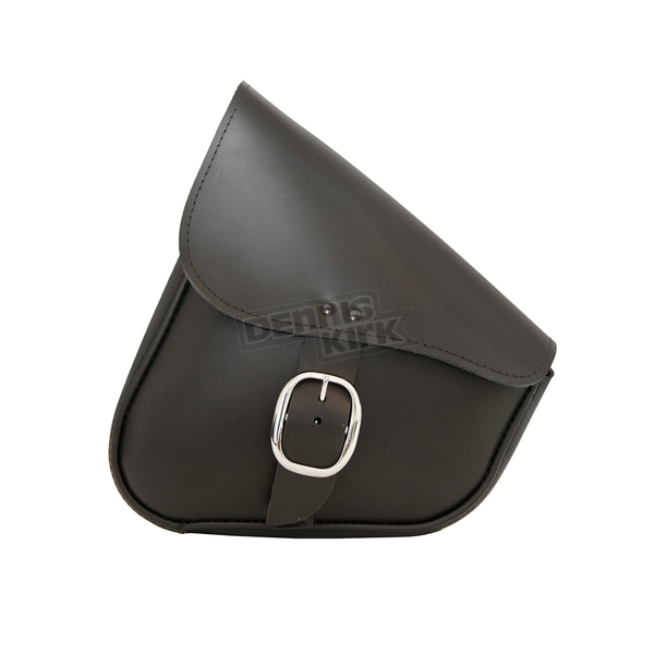 Black Leather Dual Shock Swingarm Bag w/Chrome Buckle