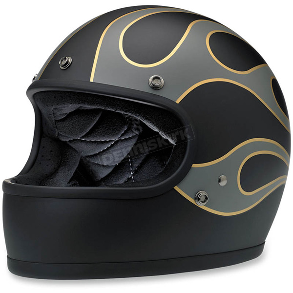 Flat Black/Gray Gringo Flames Helmet
