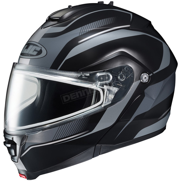 Black/Matte Silver IS-Max 2 Style Snowmobile Helmet w/Dual Lens Shield